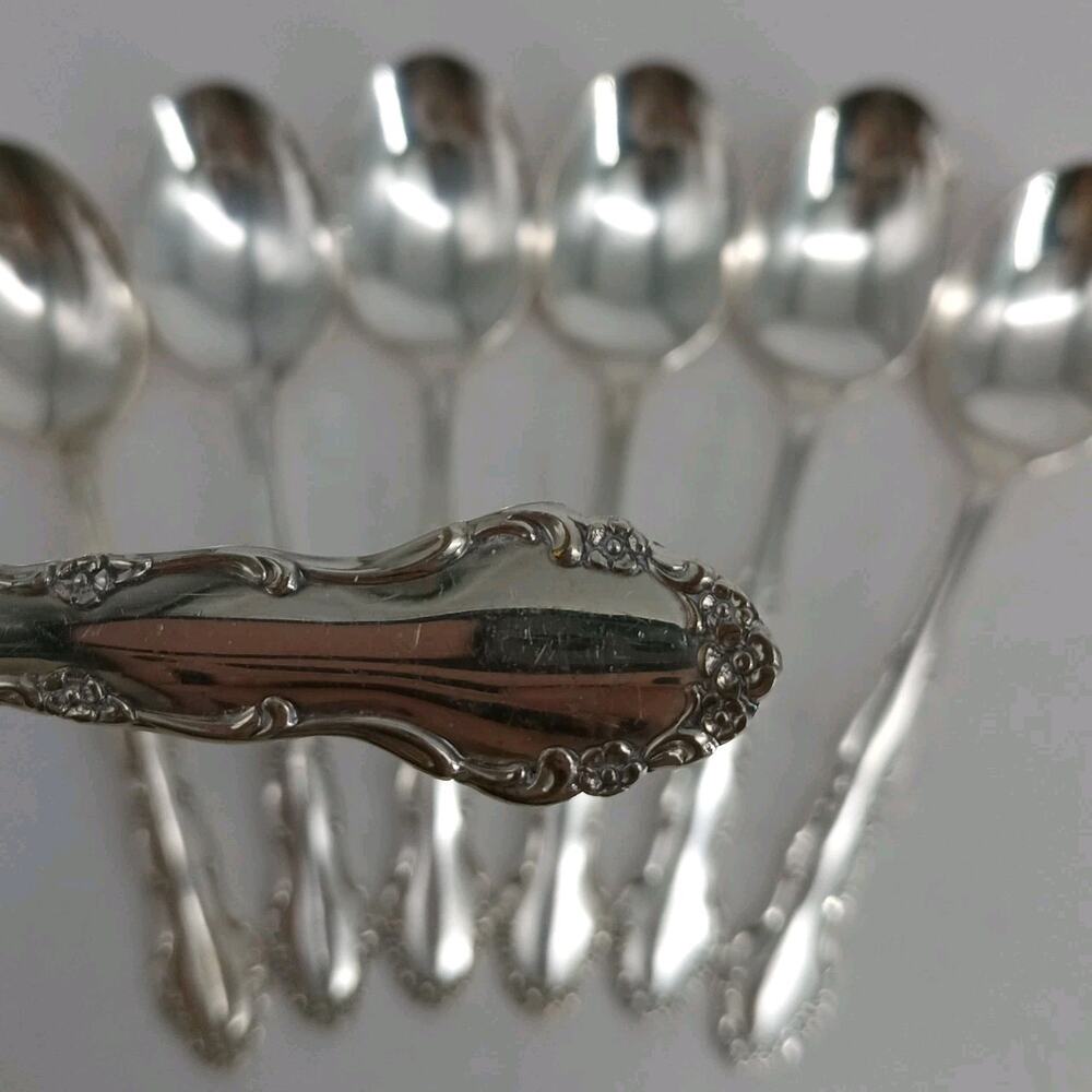 7X Tbsp Vtg Flirtation Rogers Oneida Silver Plate Silverplate Table Spoons